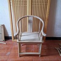 中式实木复古榆木白胚圈椅官帽椅餐椅办公椅靠背椅单人椅茶几椅