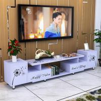 印花钢化玻璃电视柜茶几组合客厅伸缩电视机柜卧室现代小户型地柜
