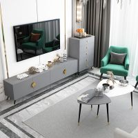 轻奢电视柜茶几组合现代客厅小户型新款北欧风灰白色电视机柜