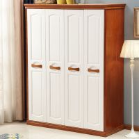 地中海实木衣柜家用简约拉门衣柜3门4门5门6门木质衣橱卧室家具