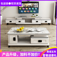 茶几电视柜现代黑白烤漆大理石茶几客厅大小户型钢化玻璃组合