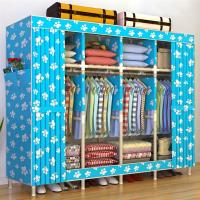 新品特价简易布衣柜加粗加固实木非钢管牛津布艺衣橱大容量收纳架