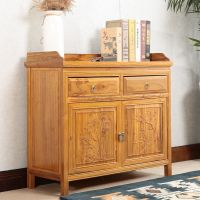 实木餐边柜中式客厅储物酒柜客厅酒店饭店榆木茶水柜玄关隔断碗柜