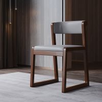 北欧实木餐椅家用现代简约轻奢办公酒店餐厅茶桌椅扶手靠背皮凳子