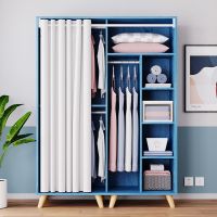 实木质欧式简约布衣柜简易推拉移门卧室家具儿童木柜子出租屋收纳