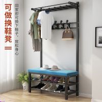 换鞋凳挂衣架一体家用进门口衣帽架小型玄关可坐鞋柜软包坐垫鞋架