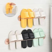 浴室拖鞋架墙壁挂式太空铝免打孔毛巾架厕所置物架沥水门后收纳架