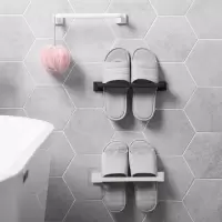 简易鞋架子浴室壁挂式拖鞋架毛巾架免打孔卫生间浴巾毛巾杆架子