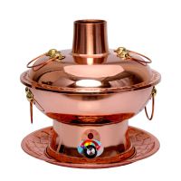 铜火锅纯紫铜电碳两用纯铜老北京涮羊肉鸳鸯铜锅木炭插电家用|高低2档调温款 32厘米鸳鸯锅6人以下使用