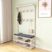 换鞋凳挂衣架一体家用进门口衣帽架玄关多功能可坐软包坐垫鞋架