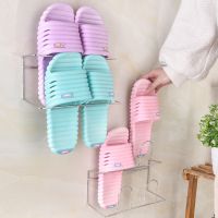 双层不锈钢鞋架门后粘贴拖鞋架壁挂式家用卫生间简易收纳室内鞋架