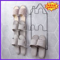 拖鞋架壁挂式卫生间免打孔墙壁收纳架浴室神器门后厕所挂钩置物架