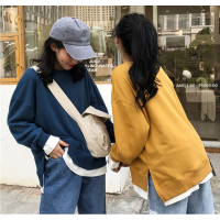 假两件卫衣女2018新款秋冬季韩版宽松学生BF风加绒加厚港味上衣潮