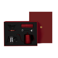 送礼之选中国红全套器具节日礼盒家用手冲咖啡磨豆机咖啡|中国红手冲咖啡全套礼盒