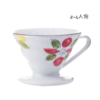 陶瓷滤杯滴漏式冲手冲咖啡壶套装日式手绘咖啡壶杯器具|山茶花滤杯2-4人份