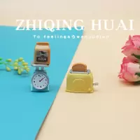缩小迷你bjd仿真家电早餐烤面包机一套娃娃搅拌器烤盘微模型玩具|面包+烤面包机+电子秤