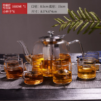茶壶套装水壶过滤泡电陶炉烧茶壶玻璃家用电磁炉专用煮耐高温加厚|电磁炉专用款1600ML+6直杯