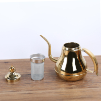 滤网长嘴电磁炉用咖啡壶酒店304餐厅家用泡茶壶带加厚不锈钢茶壶|1.8L金色拉丁壶