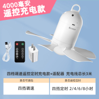 露营帐篷小蚊帐户外小型可挂风扇简约电风扇吊扇宿舍床上|新升级遥控充电款(4000mA可4挡调挡定时)+适配器