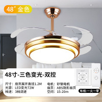 卧室吊扇餐厅遥控隐形风扇灯电风扇简约家用吊灯现代led客厅灯带|48寸金色双吕变光LED双控