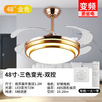 卧室吊扇餐厅遥控隐形风扇灯电风扇简约家用吊灯现代led客厅灯带|48寸金色双吕变光LED变频双控