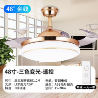 卧室吊扇餐厅遥控隐形风扇灯电风扇简约家用吊灯现代led客厅灯带|48寸金边变光LED遥控