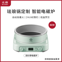 电磁炉平底锅具珐琅锅电磁锅煲汤家用25cm焖炖锅多功能炒锅|浅杉绿电磁炉