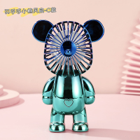 便携式桌面摆件迷你小风扇可充电小型手持usb渐变暴力熊风扇|暴力蓝熊(送USB)线