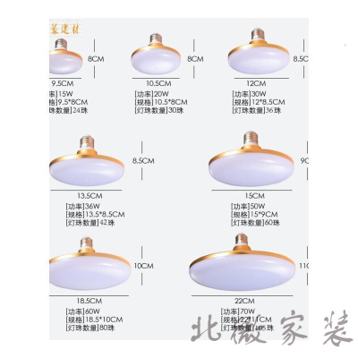 LED灯泡大功率超亮防水飞碟灯家用E27螺口节能灯厂房车间照明单灯 15瓦飞碟(带彩盒) 其它