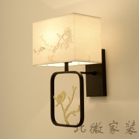 新中式壁灯现代创意LED卧室床头灯铁艺LED客厅酒店别墅过道壁灯 E27/单头壁灯