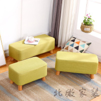 沙发时尚家具实木换鞋凳小矮凳子时尚布艺长凳客厅沙凳创意穿鞋凳床尾凳板凳 80长方形绿