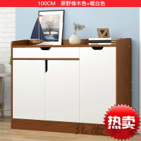 鞋柜实木色简约现代厅家用进口玄关收纳阳台储物柜大容量鞋架 100X30CM原野橡木+大抽屉 组装