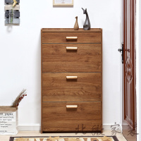 鞋柜翻斗储物柜简约现代实木色鞋架进玄关抽屉鞋柜口鞋架 双层单抽60长24厚120高 约15双鞋子 组装