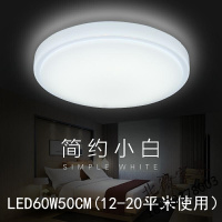 圆形LED吸顶灯卧室灯简约现代客厅灯餐厅房间过道阳台节能灯饰双层白LED60W白光(50cm)