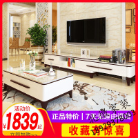[ | 送木凳子]大理石电视柜茶几组合整体现代简约可伸缩北欧电视机柜客厅小户型 木质简约现代a欧因