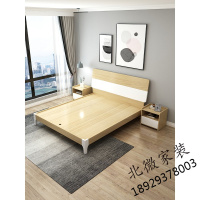 ( 千城入户安装)北欧床简约现代1.8m主卧储物床1.2出租房1.5米酒店公寓板式双人床欧因