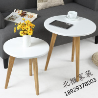 客厅家具人造板茶几简约现代烤漆圆形创意咖啡桌边几北欧风格榻榻米小户型三角形沙发白色小圆桌茶桌欧因