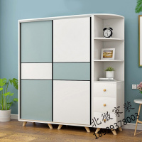 优品 衣柜北欧简易推拉组合衣柜实木衣柜简约现代卧室经济型2衣橱