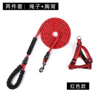 三件套狗绳胸背带项圈套装2米3米加长训犬遛狗牵引绳小中型犬狗链|红色胸背二件套 1.5米L码[约35-60斤]