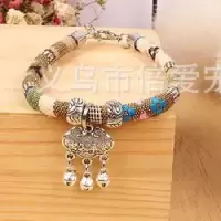 狗铃铛项圈泰迪比熊小型犬专用狗狗小铃铛长命锁宫铃超响可爱项圈|卡其长命锁 S20-30厘米