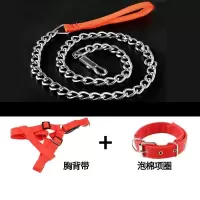 狗狗铁链子遛狗绳子狗链子小型中型大型犬牵引绳不锈铁链子|1.7米铁链三件套 直径3.0mm【约20-40斤用】