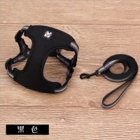 狗链子狗狗牵引绳大型中型小型犬狗项圈泰迪金毛反光胸背英斗法斗|反光牵引两件套(黑色) XXL(70-140斤左右)