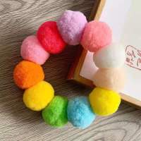 猫咪彩虹毛绒项圈 小型犬毛球项圈 网红宠物日常拍照饰品猫狗饰品|浅彩虹色 L(颈围45cm左右)