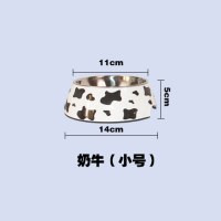 美耐皿不锈钢狗碗防滑宠物碗狗狗食盆加厚一碗两用狗碗猫碗狗槽|奶牛 大号