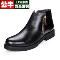 公牛四季男鞋2021冬季新款马丁靴男高帮皮鞋英伦牛皮靴子男靴加绒切尔西靴潮男