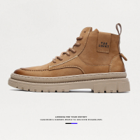 公牛四季男鞋欧洲站潮流2021冬季工装靴时尚复古擦色短筒靴英伦风马丁靴皮靴男