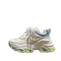 公牛四季男鞋女鞋运动休闲鞋时尚百搭老爹鞋厚底增高松糕底潮鞋2022夏季新款女生透气网布鞋舒适低帮系带女鞋