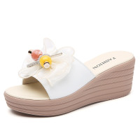 公牛四季男鞋凉拖鞋女2022夏季新款外穿蝴蝶结仙女风一字拖凉鞋时尚百搭厚底增高皮凉鞋懒人一脚蹬套脚女鞋