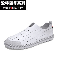 公牛四季男鞋洞洞鞋男鞋2022夏天新品套脚镂空透气运动休闲鞋男士韩版手工缝线牛皮百搭凉鞋软底舒适开车鞋男