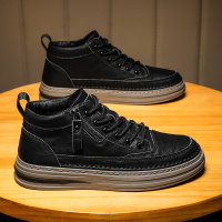 公牛四季男鞋男鞋秋季2022新款真皮马丁靴男高帮鞋英伦韩版百搭飞行员休闲板鞋